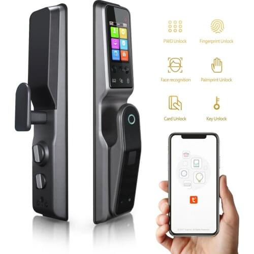 TUYA WIFI Face recognition lock fingerprint palm print vein magnetic card password to unlock home smart door lock with camera