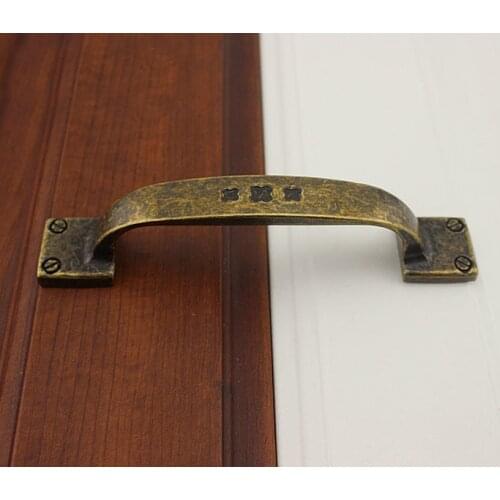 European Bronze Antique Cabinet Door Drawer Bookcase Wardrobe Cabinet Chinese Retro Furniture Handle(C.C.:96mm Length:131mm)