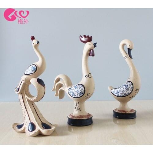 European Chinese style Resin Crafts decals Chicken goose peacock models Gift home desktop decor decoration ornaments(A714)