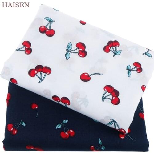 Haisen,Summer Apparel Printed Cotton Poplin Fabric Plain Pattern Cloth Baby&Children Skirt Dress Shirt Material,Cherry Series