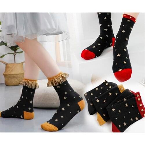 Japanese Harajuku Princess Cute Lace Socks Women stars Creative Socks for girl socks B617