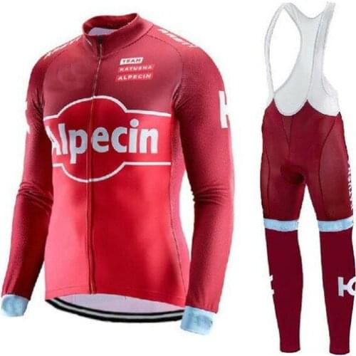 2017 KATUSHA ALPECIN TEAM Winter Fleece Thermal Mens Cycling Jersey Long Sleeve Bicycle Clothing With Bib PANTS Ropa Ciclismo