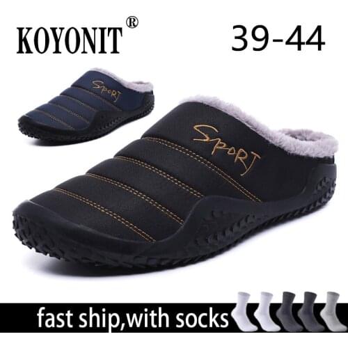 New Cotton Slippers Men Winter Outdoor Men Shoes WaterProof Cold-Proof Casual Shoes Men Plush Warm Man Footwear Big Size 39-44