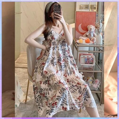 Soft Night Dress Woman Sleepwear Homedress Night Wear Nighties For Woman Night Gown Long Sleep Shirt Printing Sleewoman Clothes