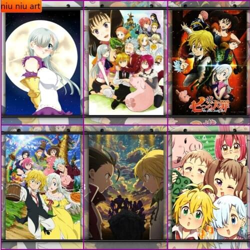 The Seven Deadly Sins Anime Diamond Painting Diamond Mosaic Cross Stitch Kits Full Diamond Embroidery Room Decoration