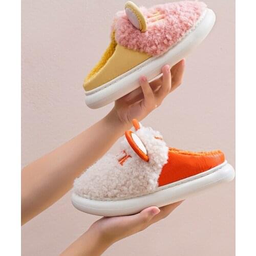 2021 NEWS Thick soled cotton slippers woman Autumn and winter Soft bottom home plush cute couple heighten hair slippers for men