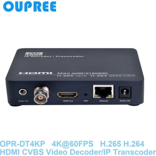 OPR-DT4KP H.264H.265 4K60 HDR HDMI CVBS Video Decoder transcoder, RTMP RTMPS HTTP RTSP UDP ip transcoder