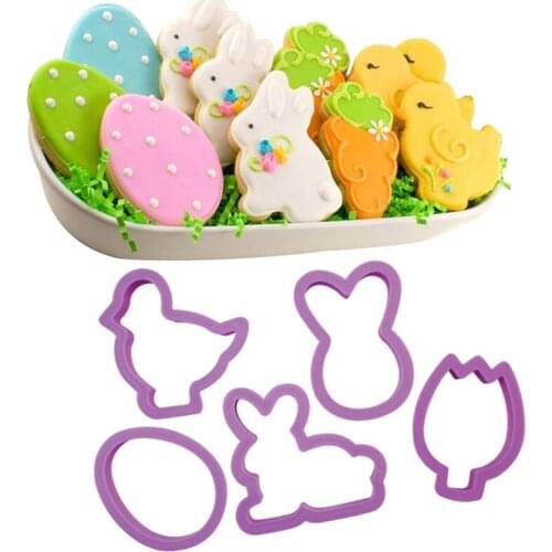 Easter Cookie Mold Plastic Animal Biscuit Cutter Cartoon Rabbit Molds Baking Tools DIY Kids Birthday Party Decoration Supplies