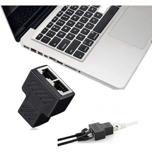 2pcs RJ45 Splitter Adapter 1 to 2 Ethernet Splitter Coupler Double Socket 8P8C Modular Plug Connect Network LAN Internet
