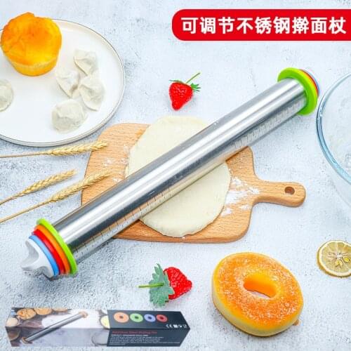 Adjustable stainless steel rolling pin 4 kinds of adjustable thickness rolling pin Kitchen baking tool Pizza biscuit making tool