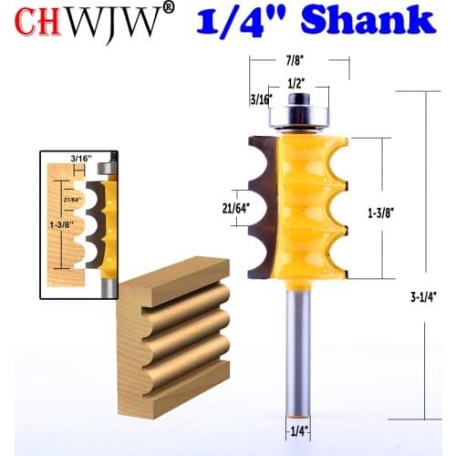 1PC 1/4" Large Triple Bead Column/Face Molding Router Bit Line knife Woodworking cutter Tenon Cutter for Woodworking Tools