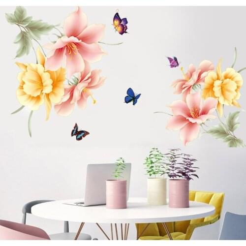 Wall Stickers Flowers 3D Home Decor Self Adhesive Wallpaper Living Room Bedroom Bathroom Decals Aesthetic Poster