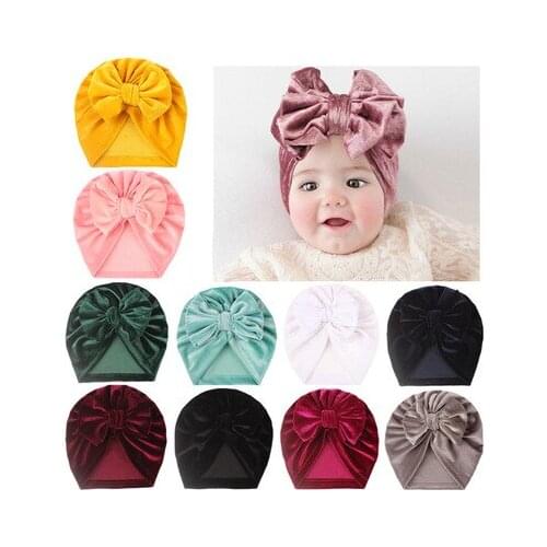 Velet Hat for Baby Girls Newborn Bow Knot Beanie Infant Newborn Hospital Hats Elastic Toddler Baby Turban Bebes Knot Headwraps