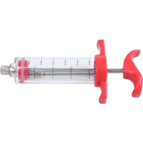 LBER Marinade Red Injector Flavor Syringe Cooking Meat Poultry Turkey Chicken BBQ Tool 22*7CM
