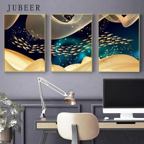 Nordic Style Abstract Canvas Painting Line Posters Prints Color Fish Paintings on The Wall Decoration Picture for Living Room