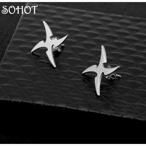 SOHOT Stainless steel Windmill Shape Women Men Unisex Stud Earrings Trendy Chic Charming Student Piercing Delicate Brincos