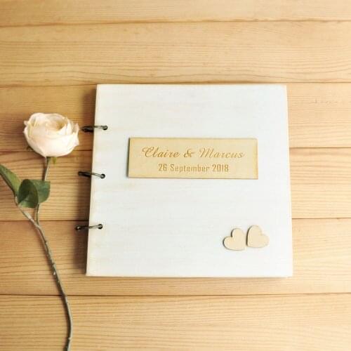 Personalized Wedding Guest Book, Wooden Guest Book, Custom Guestbook Album, Rustic Wedding Engagement Anniversary Gift