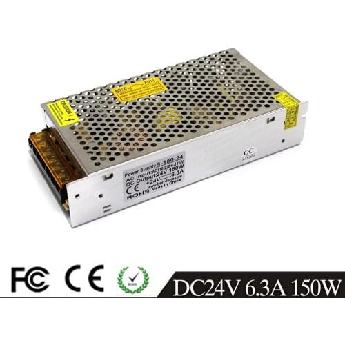 LED Power Supply 24V 6.3A 150W Converter Adapter Driver DC 24V6.3A 150W Power Supplies for LED Strip Lighting CCTV 3D Printer