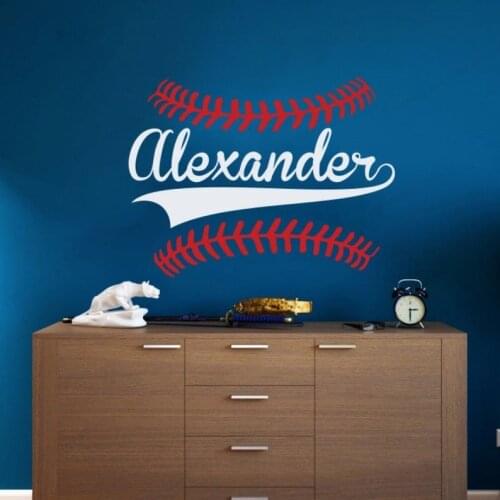 Custom Name Baseball Wall Sticker vinyl Personalized Baseball Wall Decal Boys Room wall decor art mural HJ1088
