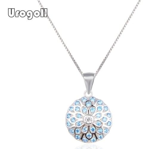 Fine Jewelry 925 Sterling Silver Round Pendant Necklaces For Women Romantic Engagement Wedding Party Solid Silver 925 Jewelry