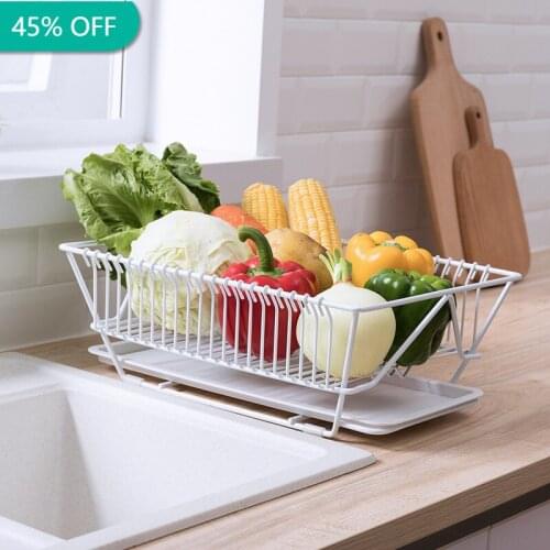 Iron Kitchen Drain Dish Rack Dish Drying Rack with Drainboard Drainer Kitchen Light Duty Countertop Utensil Organizer Storage