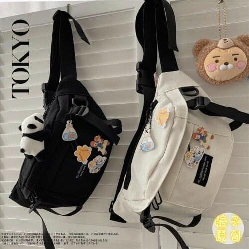 Womens Canvas Bag Japanese Department Harajuku Windsuit Messenger Bag Female Students Shoulder Bag Crossbody Bag for Girl