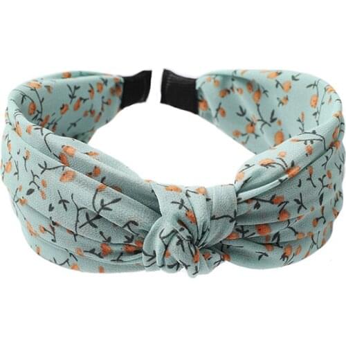 New Printing Chiffon Headbands for Women Fashion Fabric Hairbands Center Knotted Hair Ornaments for Girls Ladies Headband