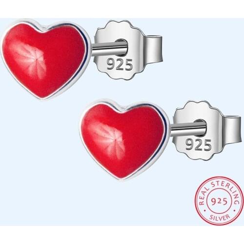 100% 925 Sterling Silver Women Jewelry Tiny Red Love Footprints 5mmX6mm Stud Earrings For Daughter Girls Teens Lady DS122