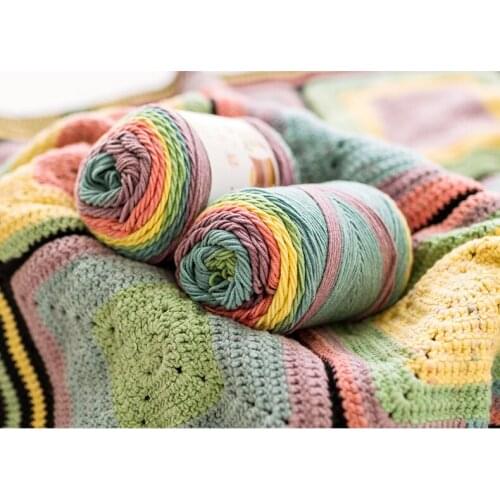 2 pcs a lot 100g193M Rainbow segment dyed yarn 5 Strand wool DIY Handmade knitted Baby sweater hat Scarf sofa cushion yarn