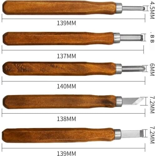 5Pc Imitation rosewood carving knife Mini Chisel Steel With Hand Handle for DIY Craft Kit Carving Tool Kit Woodcut Hand Tool Set