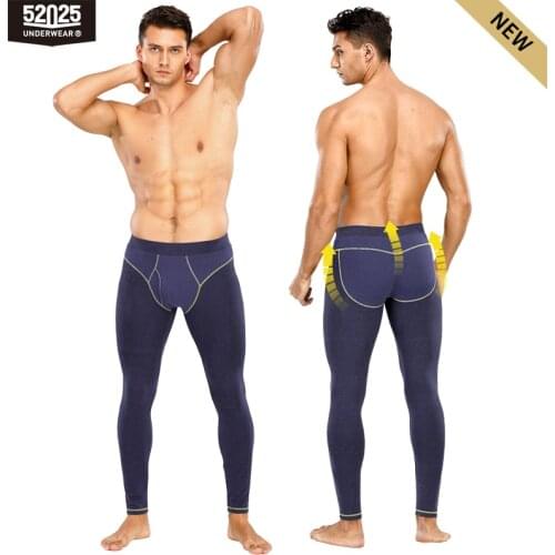 52025 Men Thermal Leggings Wide Waist Push Up Viscose Thermal Underwear Tights Soft Breathable Leggins Thermo Leggings Bottoms