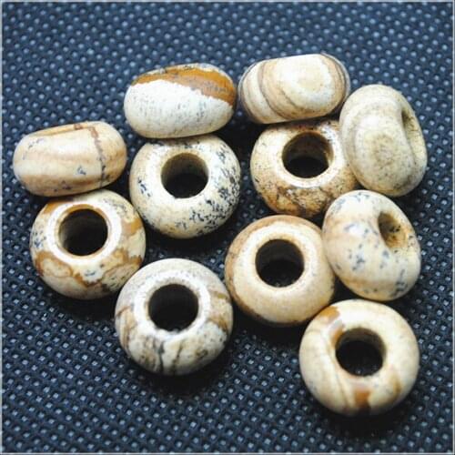 5pcs natural rocky stone spacer beads size 8x14mm yellow gem stone for men bracelets making accessories