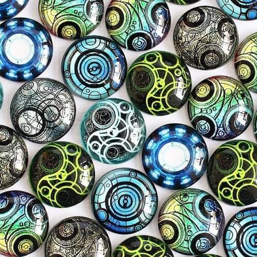 25mm Random mixed Round Flowers Glass Cabochon Flatback Photo Cameo Base Tray Blank DIY Accessories 10pcs/lot K04038
