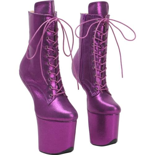 Leecabe PU Upper Platform Ankle Boots Sexy Exotic heelless pole dance shoes
