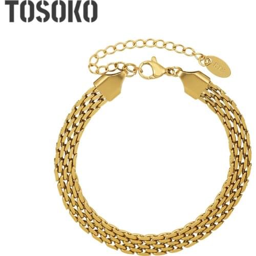 TOSOKO Stainless Steel Jewelry Watch Chain Simple Bracelet Female BSE250