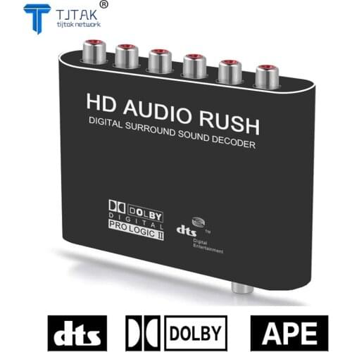 Digital 5.1 Audio Decoder Dolby Dts/Ac-3 Optical To 5.1-Channel RCA Analog Converter Sound Audio Adapter Amplifier Converter