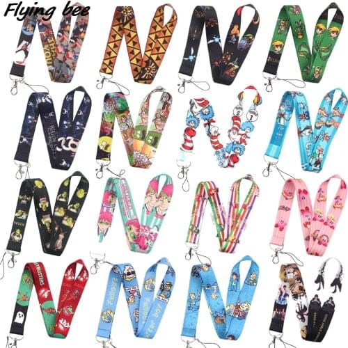 Flyingbee Cartoon Icons Style Anime Lovers Key Chain Lanyard Neck Strap for USB Badge Holder DIY Hang Rope X1368