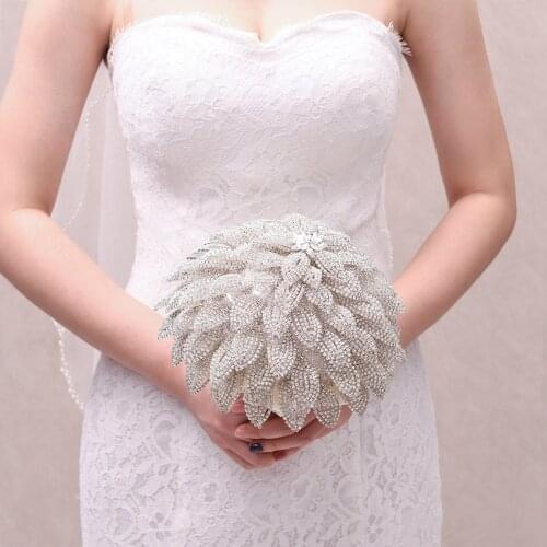 Handmade Crystal Bouquet Wedding Flower Accessories Bridal Bouquet Rhinestone Luxury Wedding Flowers Bridal Bouquets Bridesmaid