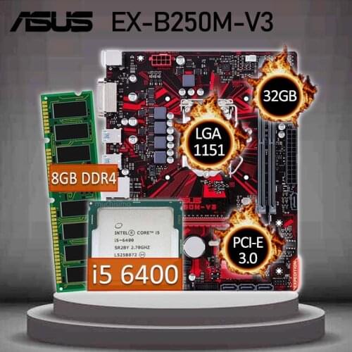 Asus EX-B250M-V3 Gaming Motherboard With Intel Core i5 6400 + 8GB DDR4 Motherboard Bundle Intel B250 Gaming Placa-mãe 1151 Used