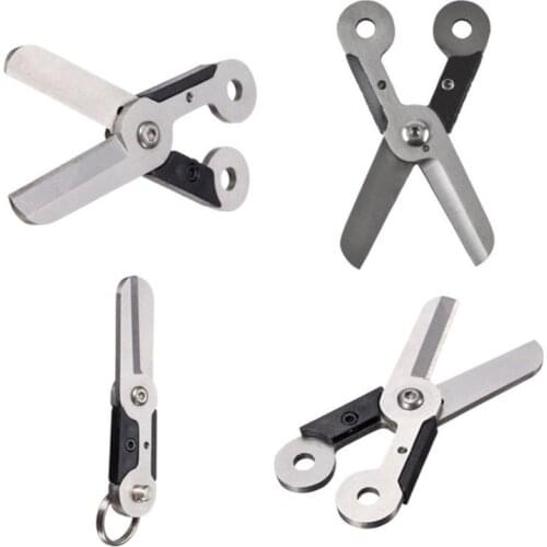 Cutter tool edc key gadget fold scissor chain gear mini spring pocket keychain ring latch multi kit outdoor camp cut travel hike