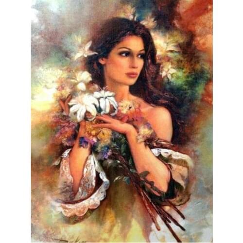 5D Diy Diamond Painting Cross Stitch Woman tulip Diamond embroidery pattern Crystal Square painting Rhinestone Mosaic Picture