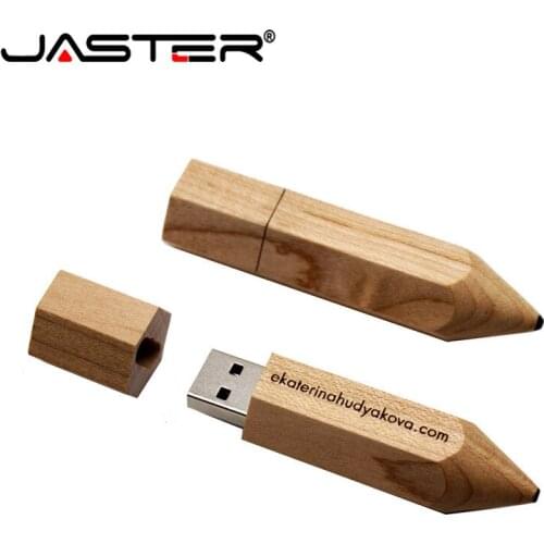 JASTER free custom logo Wooden pencil USB flash drive U disk creative gift pendrive 4GB 16GB 32GB 64GB memory stick wholesale