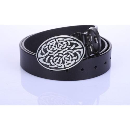 Western cowboy dermal belt retro Vintage pattern novelty article one system button belt for mens