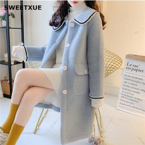 SWEETXUE Womens Jacket Winter Coat Long Sleeve Coats Turn-Down Collar Elegant Chic Female Casual Jacket Clothes