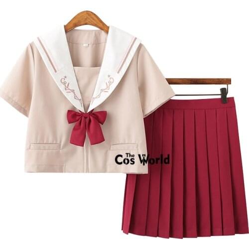 First Love Summer Navy Sailor Suit Tops Skirts JK High School Uniform Class Uniform Students Cloth