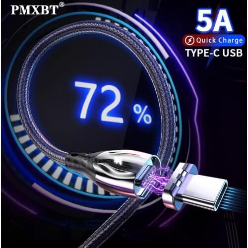 5A Magnetic Charge USB Type C Cable Supercharger Fast Charging For Huawei P40 P30 LED lighting For Samsung Android Mobile Phone