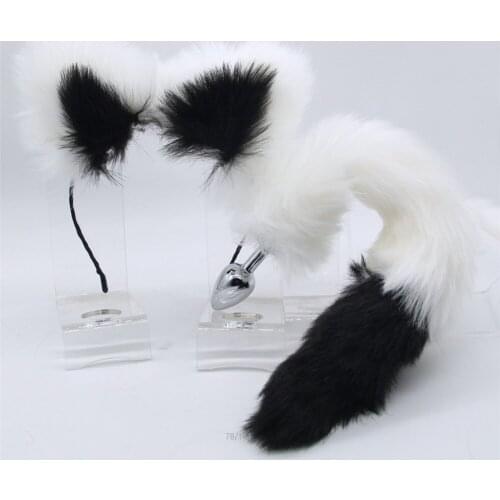 Metal Anal Plug Cute Plush Ear Headbands With Fox Rabbit Tail Anal Plug Erotic Cosplay Accessories Adult Sex Toys For Couples