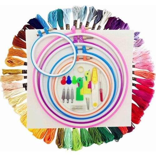 Embroidery Cross Stitching Punch Needle Starter Kit Magic Embroidery Pen Punch Needle Embroidery Hoops Cross Stitch Cloth Thread