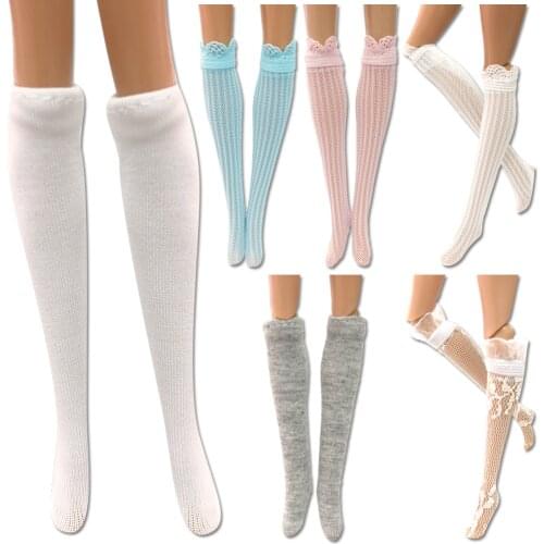 NK 6 Pair/Set Mixed Style Doll Lace Stocking Handmade Fashion Doll Accessories For Barbie Doll Dress Baby Girl Gift DZ