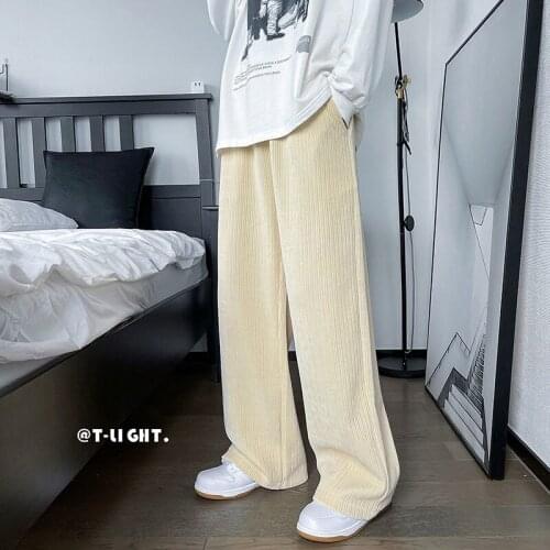 Autumn Plus Size Wide-leg Pants Men Fashion Retro Casual Pants Men Streetwear Loose Hip-hop Straight Pants Mens Baggy Trousers